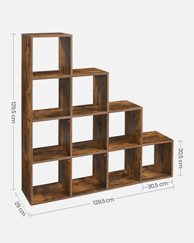 Cube Compartment Bookcase Staircase Shelf Storage Unit, 8 of 12