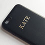 Black Faux Leather Personalised Embossed Phone Case, thumbnail 10 of 11