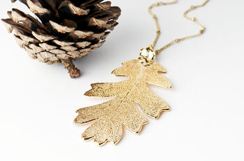 Lacey Oak Real Leaf Medium Sized Necklace, 6 of 12