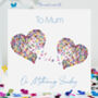 Mothering Sunday Two Butterfly Hearts Butterflies Card, thumbnail 1 of 12