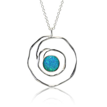 Spiral Blue Fire Opal Necklace, 5 of 6