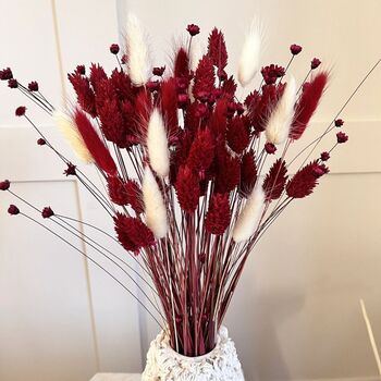 Mini Red And White Bunny Tail Arrangement, 3 of 3