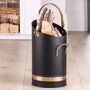 Black And Brass Effect Fireplace Set, thumbnail 5 of 8