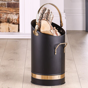 Black And Brass Effect Fireplace Set, 5 of 8