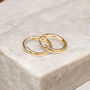 Mini Yellow Gold Plated Huggie Hoop Sleeper Earrings, thumbnail 2 of 8