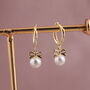 Sterling Silver Pearl Hoop Earring With Bow Design, thumbnail 4 of 8