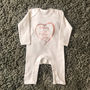 Happy 1st Mother's Day Rose Gold Heart Babygrow, thumbnail 2 of 3