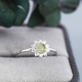 Genuine Peridot Halo Ring In Sterling Silver, 4 of 11