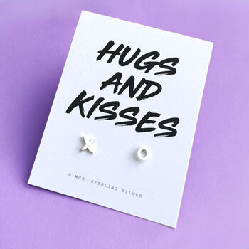 Hugs And Kisses Silver Earrings With Choice Of Message Card, 4 of 4