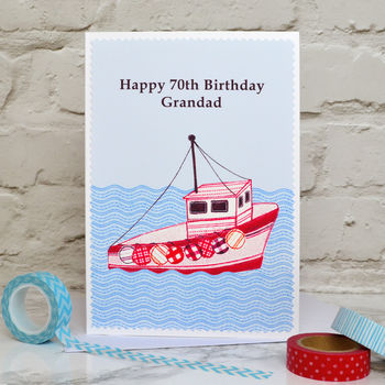 'Fishing Boat' Personalised Birthday Card, 2 of 5
