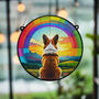 Corgi Rainbow Bridge Stained Glass Effect Suncatcher, thumbnail 3 of 5