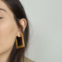 Oversized Rectangular Hoop Earrings In Brass, thumbnail 2 of 4