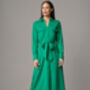 Melbourne Green Punta Di Milano Knit Shirt Dress, thumbnail 1 of 4