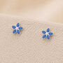 4mm Sterling Silver Blue Forget Me Not Stud Earrings, thumbnail 1 of 5