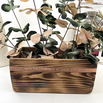 Personalised Wood And Copper Pot Planter, 3 of 6