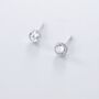 Sterling Silver Round Crystal Stud Earrings, thumbnail 2 of 3