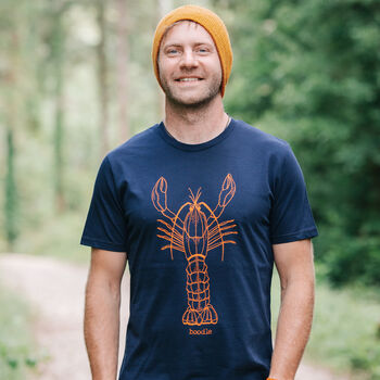 Organic Mens 'Larry The Lobster' T Shirt, 2 of 4