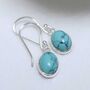 Sterling Silver Dangly Turquoise Oval Earrings, thumbnail 1 of 4