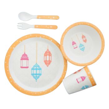 Bamboo Kids Dinner Set 5pc Pastel Lanterns, 6 of 10