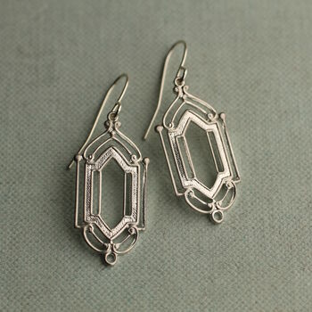 Silver Art Deco Drop Earrings, 4 of 5