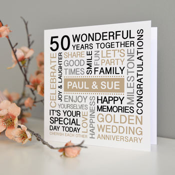 Personalised Golden Wedding Anniversary Card, 3 of 5
