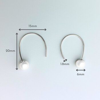 Sterling Silver Pearl Drop Hoop Earrings, 3 of 5