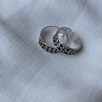 925 Silver Leaf Adjustable Dainty Band Toe Ring, 4 of 5