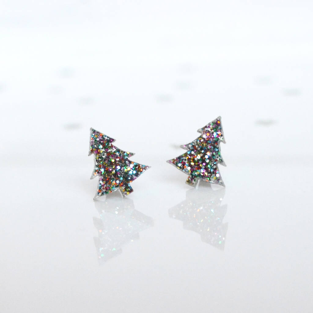 rainbow glitter teardrop earrings — Tiny Galaxies