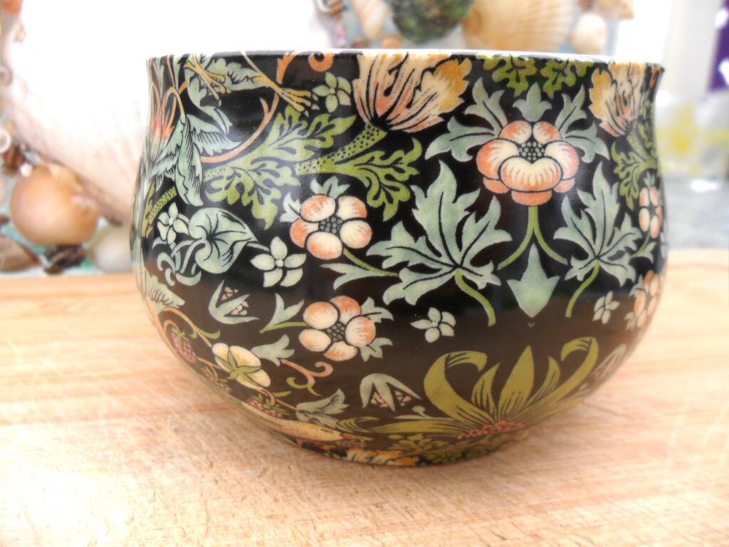 Open Sugar Bowl In William Morris Black Strawberry Thief Design, 1 of 6