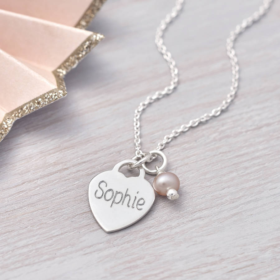 Personalised Sterling Silver Heart Bridesmaid Necklace, 1 of 10