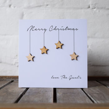 Wooden Stars Personalised Christmas Card, 2 of 2