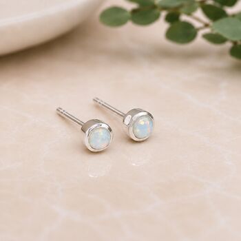 4mm Sterling Silver Opal Stud Earrings, 3 of 8