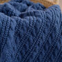 Personalise Steel Blue Knitted Blanket With Bow, thumbnail 5 of 9