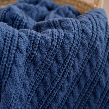 Personalise Steel Blue Knitted Blanket With Bow, 5 of 9