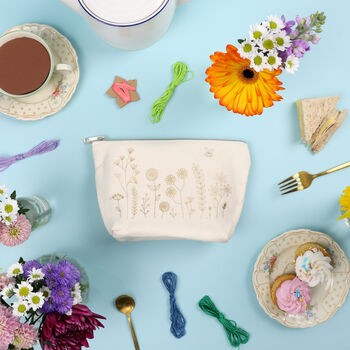 Stitch Your Flowers Zip Pouch Diy Embroidery Kit, 7 of 12