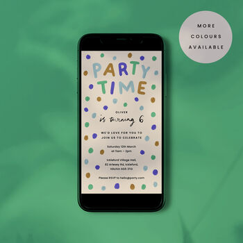 Digital Download Birthday Party Invite With Polka Dots, 2 of 5