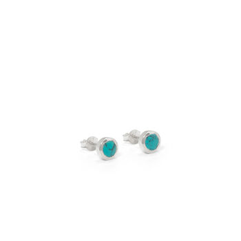 Birthstone Stud Earrings December: Turquoise And Silver, 2 of 4