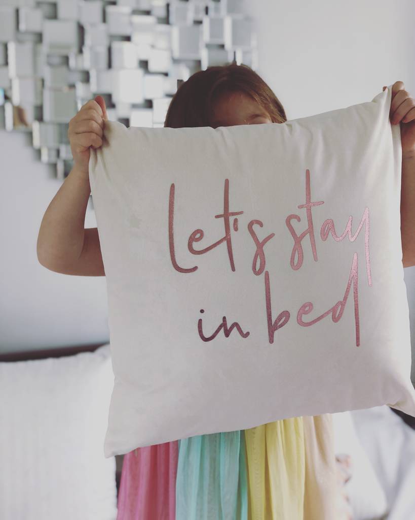 Let’s Stay In Bed Velvet Cushion, 1 of 6
