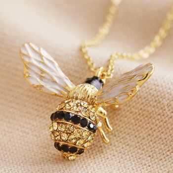 Large Crystal Bumblebee Pendant Necklace, 2 of 7