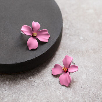 Hand Painted Flower Shaped Stud Earrings In Colours, 12 of 12
