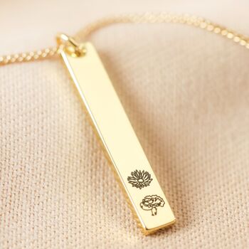 Personalised Family Birth Flowers Flat Bar Necklace, 4 of 10