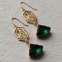 Art Deco Emerald Jewel Earrings With Connector, thumbnail 1 of 6