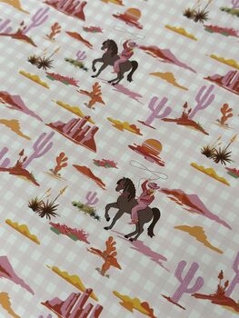 Wild West Pink Cowgirl Collection Wrapping Paper, 4 of 11