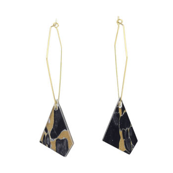 The Hanging Leaf Marble And Mirror Drop Earrings, 4 of 6