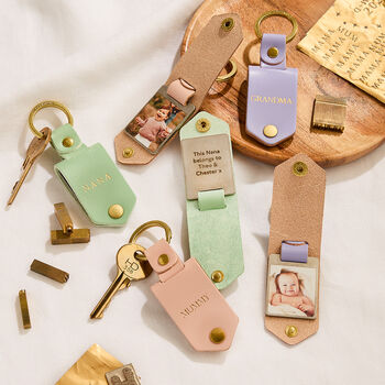 Personalised Leather Photo Keyring Gift For Her, 3 of 9