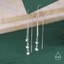 Sterling Silver Delicate Star Cascade Dangle Drop Hook Earrings, thumbnail 1 of 10