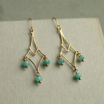 Green Opal Gold Chandelier Earrings, 2 of 4