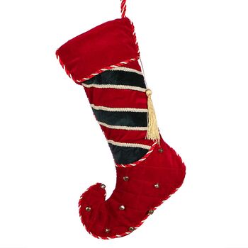 Personalised Luxury Elf Boot Stocking With Bells, 4 of 7