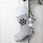 Personalised Christmas Dog Silver Grey Stocking, thumbnail 1 of 2