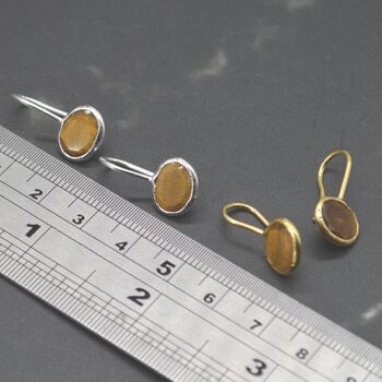 Tigers Eye Silver Drop Earrings, 2 of 8